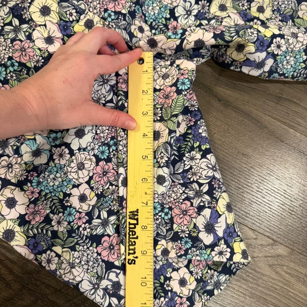 Talbots The Perfect Short Floral Print Navy‎ Pink Yellow Chino Shorts Size 12